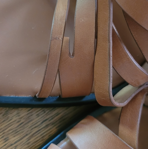 Jeffrey Campbell "Impulsive" Tan Strappy Heels With Bronze Metal Heel - Picture 8 of 8